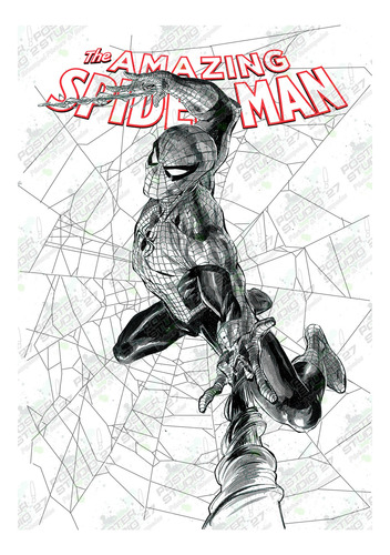 Póster Escala De Grises Comic Spiderman - El Hombre Araña -