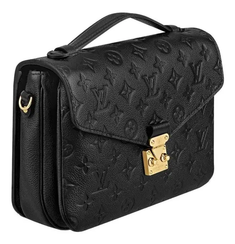 Cartera bandolera Louis Vuitton Pochette Métis diseño monogram empreinte de  cuero granulado negra con correa de hombro negra asas color negro y  herrajes metal