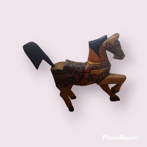 Figura Caballo Talla Madera Policromada