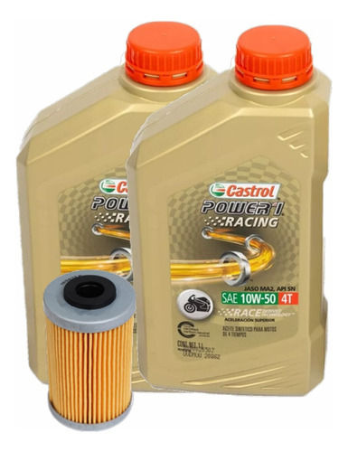 Kit Filtro Aceite Ktm Duke 200 250 390 + 10w50 Castrol