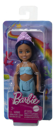 Muñeca Barbie Sirena Chelsea Con Cabello Azul Y Cola