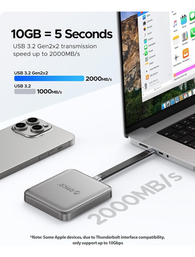 Orico 1tb Magnetic External Ssd, 4k Prores Hdr Record And...