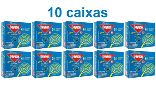 Kit 10 Caixas Repelente Baygon Espiral Contra Mosquitos