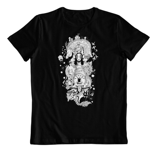 Polera Negra Dtf Algodon El Viaje De Chihiro Studio Ghibli