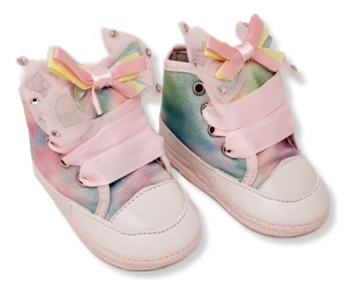 Tenis Zapatito Bebé Niña Con Moño 6-18 Meses 9-12 Rosa Bota