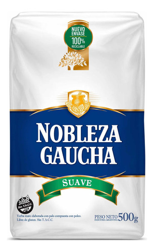 Yerba Mate Nobleza Gaucha Suave Pack X 5u X 500 G Sin Tacc