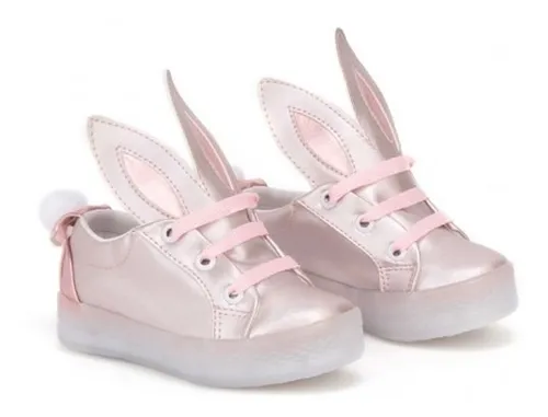 Tenis Para Ni a Conejito Rosa Con Luces Led En La Suela Cuotas