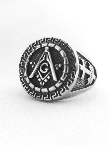 Anillo Único Sello Masón Grande. Acero Quirúrgico 316l 