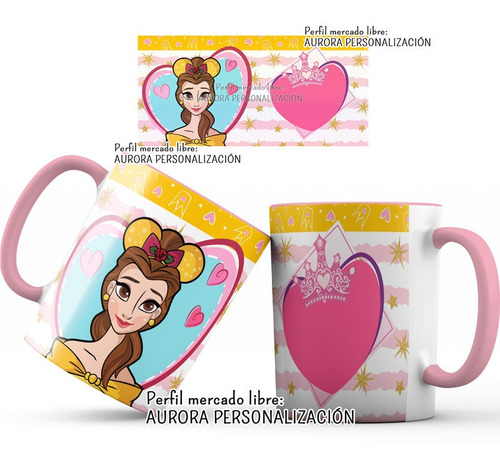 Mug  Taza Oreja Rosada Princesas Disney Regalo 004