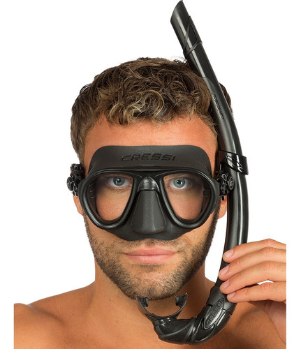 Kit Máscara Pesca Sub Calibro E Snorkel Corsica Flex Cressi