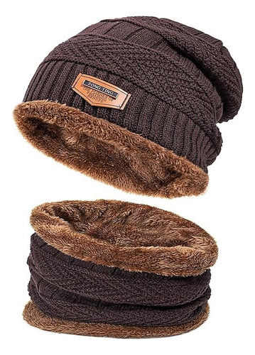 Vv Conjunto Gorro Cuellera Tejido Frío Lana Unisex Moda