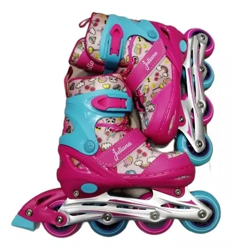 Patines roller ajustables para niña con kit de protecciones