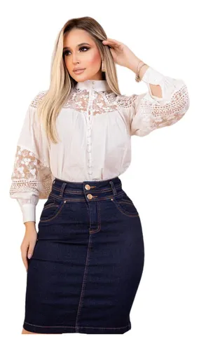 Saia hotsell jeans adição