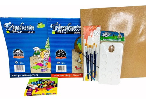 Kit Escolar Combo Utiles Plastica Arte Dibujo N6