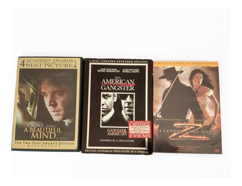 Lote Dvds Leyenda Del Zorro American Gangter Beautiful Mind