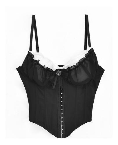 Top Corset Mujer Broches Tendencia 2025 Negro U