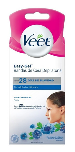 Imagen 4 de 6 de Bandas Depilatorias Veet Facial Piel Sensible X 20 Unidades