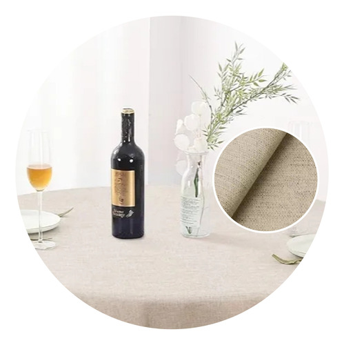 Mantel Redondo Ecocuero Impermeable Lavable Texturado 1.40 Arena