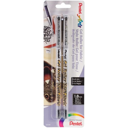2 X Pentel Arts Gel Roller For Fabric, 1.0mm Bold Lines