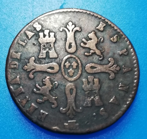 Antigua Moneda De 8 Maravedís De 1838, Isabel Ii, Segovia. 