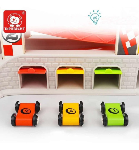 Garaje Con Rampas Y Autos Madera Top Bright Carrera Juguete