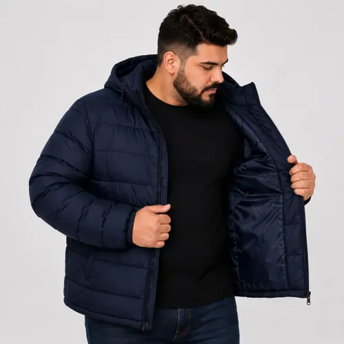 Jaqueta Puffer Masculina Plus Size Com Capuz Lançamento