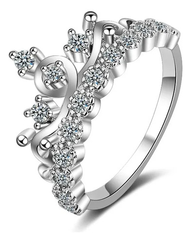 Anillo Corona Princesa Premium Anillo De Plata 925 Argollas Plateado Adulto