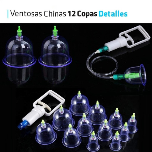 Imagen 2 de 10 de Kit 12 Ventosas Chinas Vacumterapia + Manguera Premium