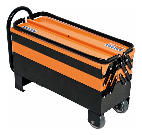 Caja de herramientas metálica Tramontina 44952600 con ruedas de 210 mm x 560 mm x 218 mm, naranja y negra