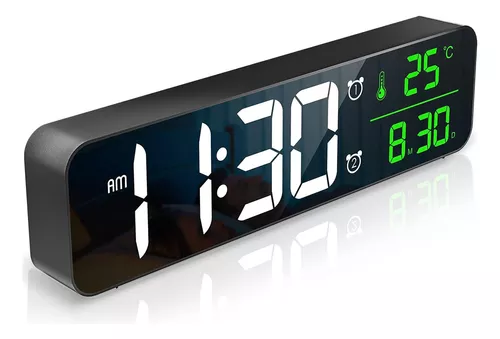 Reloj de pared digital LED de gran tamaño de 18.9 pulgadas, pantalla grande  con temperatura interior, fecha y día de la semana, reloj eléctrico de