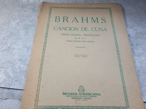 Partitura Brahms Cancion De Cuna Nanna