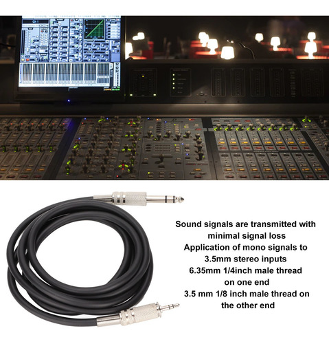 Imagen 6 de 10 de Cable De 6,35 Mm Macho A 3,5 Mm Jack Auxiliar Estéreo Profes