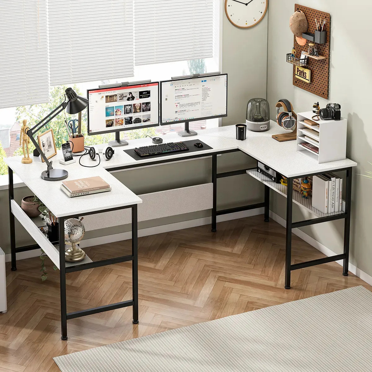 Escrivaninha de Canto,Mesa Escritorio Industrial,Escrivaninha Mesa Office Estilo Industrial, Para Computador Home Office Estudo Escritório