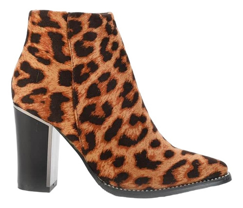 Bota Botineta Corta Mujer Con Taco Animal Print Leopardo