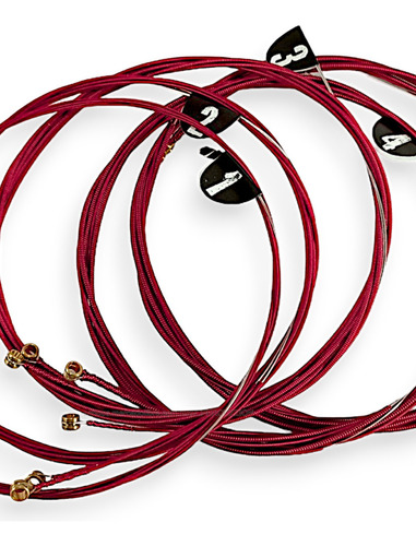 Cuerdas P/ Bajo Quinto Entorchado Esmaltado Rojo Y Negro