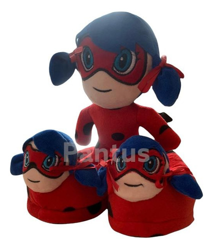 Pantuflas Lady Bug Mas Peluche Niña Excelente Calidad 