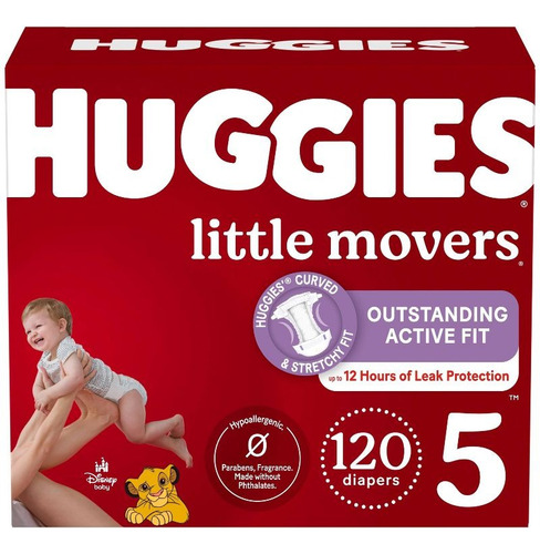 Huggies Little Movers Pañales Tamaño 5, 120 Unidades