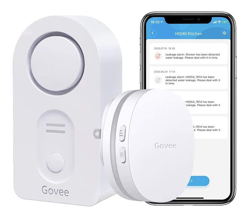 Govee - Sensor De Agua Wifi (100 Db, Alarma De Audio