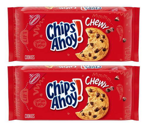 Pack 2 Paquetes Galletas Chips Ahoy Chewy 368g Importadas