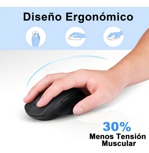 TERPORT Mouse Inalámbrico Bluetooth&2.4g Usb Con 6 Botones, 4000 Dpi Con 6 Niveles, Mouse Ergonómico F10 Pro Compatible Con Computadoras Pc, Laptops, Celulares, Tabletas, Win&mac, Ios&android