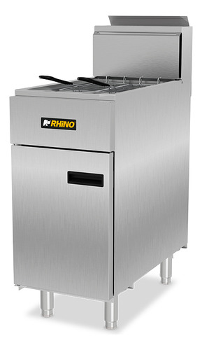 Freidora Industrial A Gas Lp Rhino 2 Canastillas 24 Litros Color Gris