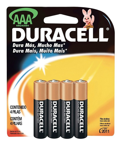 4 Pilas Alcalinas Aaa 1.5v Diámetro 1.5cm Duracell