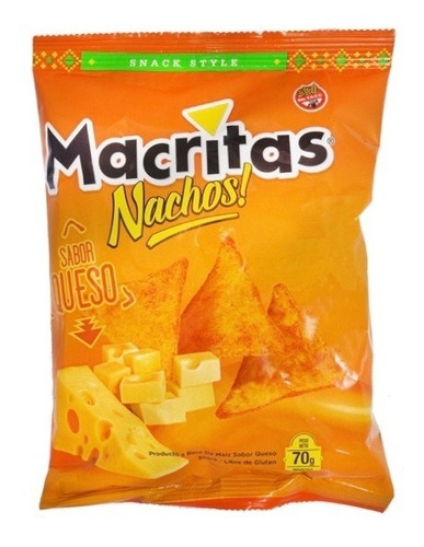 Nuevos! Nachos Macritas Sabor Queso 70g Snack Maiz Sin Tacc