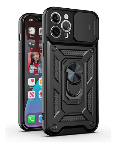Funda Case Para iPhone 14 Pro Holder Protector Camara Negro