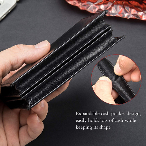 Cartera Vertical Plegable De Cuero Para Hombre Con Rfid, Tar