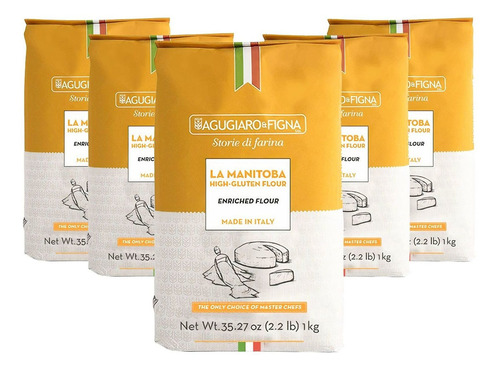 Farinha 00 Italiana Agugiaro & Figna Manitoba 1kg Pack 5 Un
