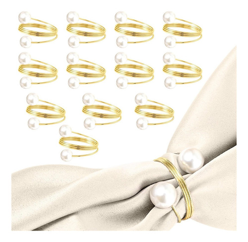 Juego De 12 Servilleteros Perlas, Anillos Para Servilletas