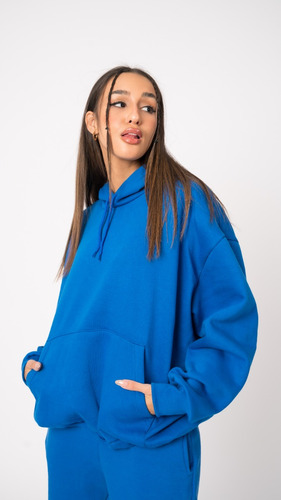 Buzo Capucha Oversize Mujer Canguro Fit Hoddie Friza