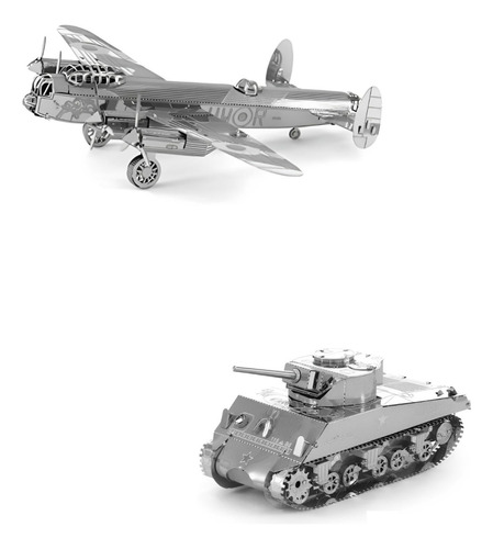 Pack 2 Puzzles 3d Metal, Avión Lancaster + Tanque Sherman