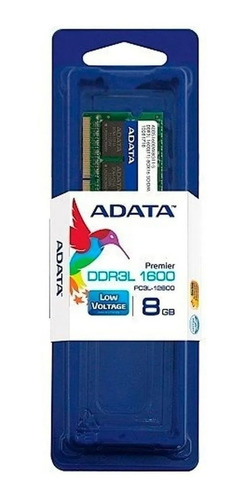 Imagen 1 de 2 de Memoria Ram 8 Gb 1x8gb Adata Adds1600w8g11-s Lap Top Ddr3